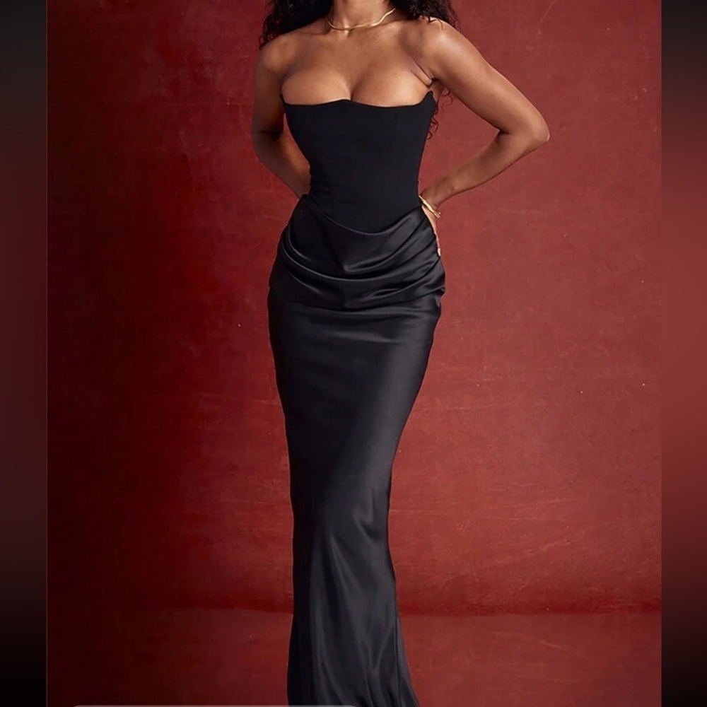 Strapless Satin Corset Cocktail Dress
